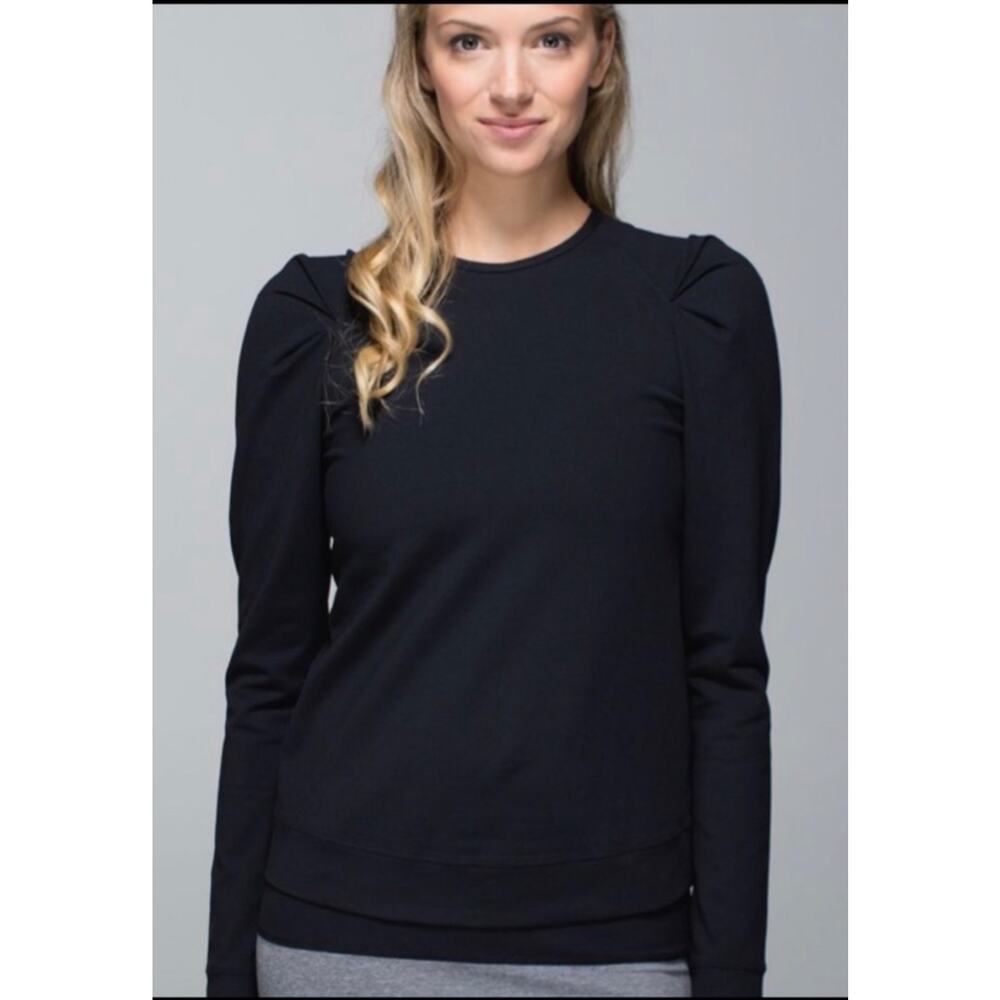 Lululemon Lab City Pullover Puff Long Sleeve Athletic Top Soot Black Size 6